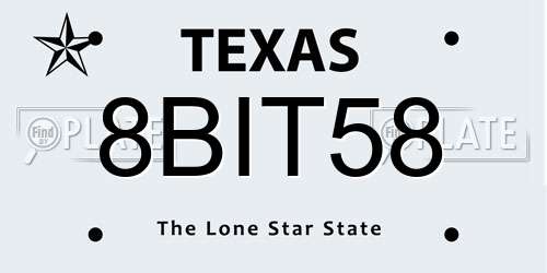 8BIT58 Texas License Plate