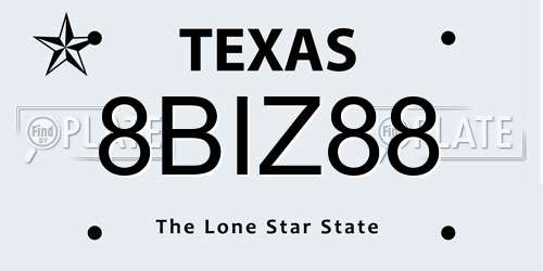 8BIZ88 Texas License Plate