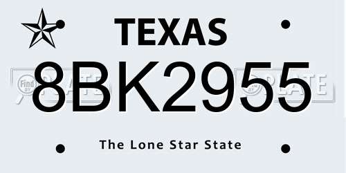 8BK2955 Texas License Plate