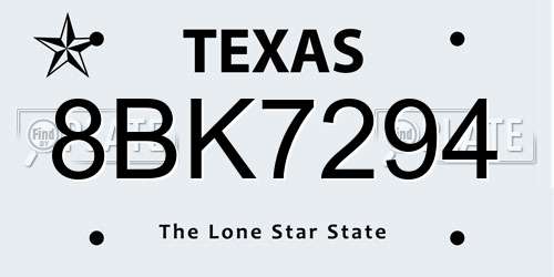 8BK7294 Texas License Plate