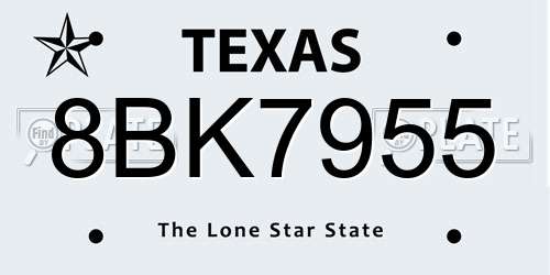 8BK7955 Texas License Plate
