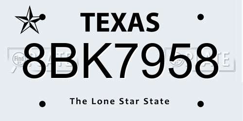 8BK7958 Texas License Plate