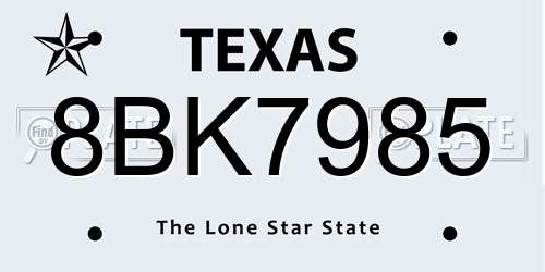 8BK7985 Texas License Plate