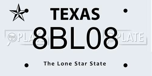 8BL08 Texas License Plate