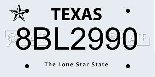 8BL2990 Texas License Plate