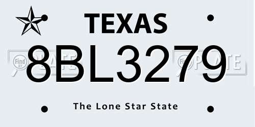 8BL3279 Texas License Plate