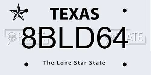 8BLD64 Texas License Plate