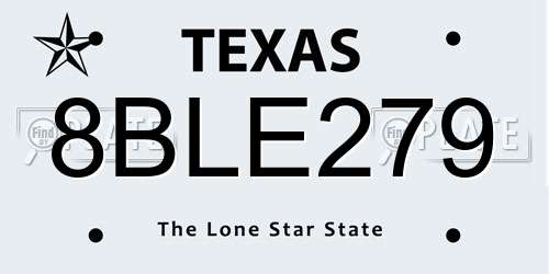 8BLE279 Texas License Plate