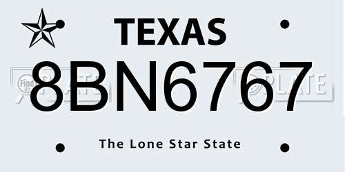 8BN6767 Texas License Plate