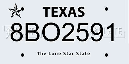 8BO2591 Texas License Plate