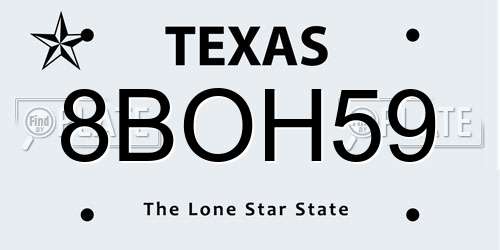 8BOH59 Texas License Plate