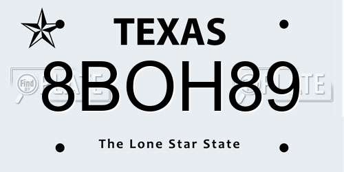 8BOH89 Texas License Plate