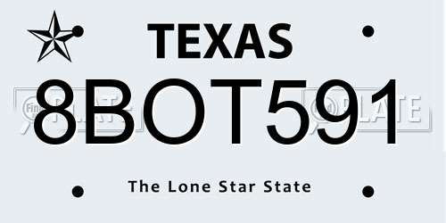 8BOT591 Texas License Plate