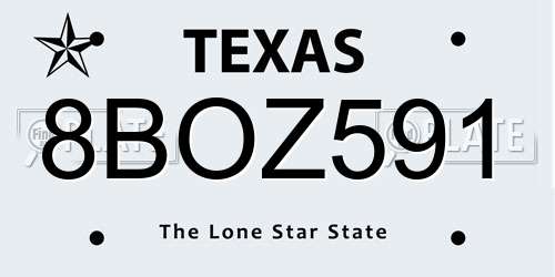 8BOZ591 Texas License Plate
