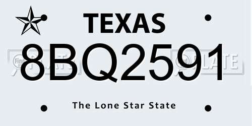 8BQ2591 Texas License Plate