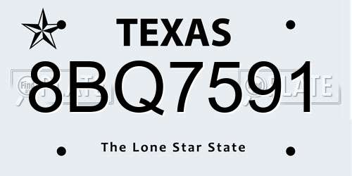 8BQ7591 Texas License Plate