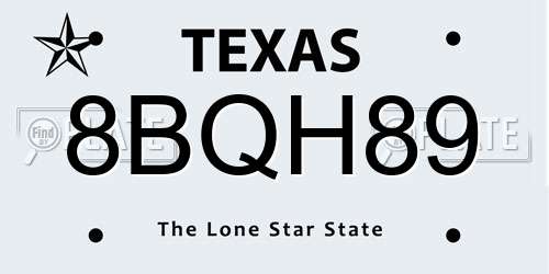 8BQH89 Texas License Plate