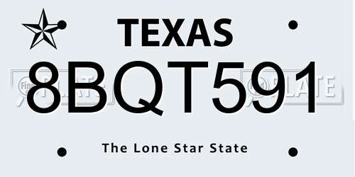 8BQT591 Texas License Plate
