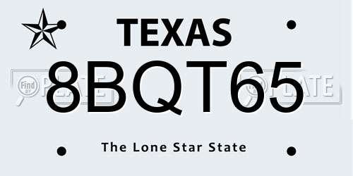 8BQT65 Texas License Plate
