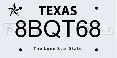 8BQT68 Texas License Plate
