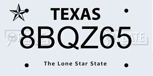 8BQZ65 Texas License Plate