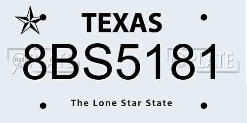 8BS5181 Texas License Plate