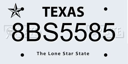 8BS5585 Texas License Plate