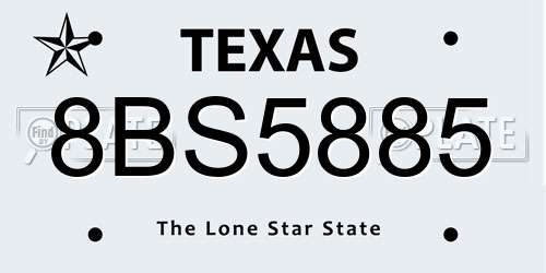 8BS5885 Texas License Plate