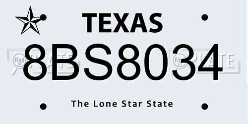 8BS8034 Texas License Plate
