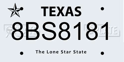8BS8181 Texas License Plate