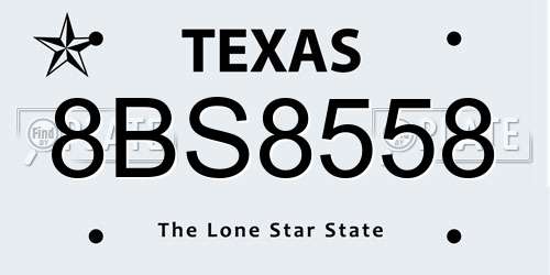 8BS8558 Texas License Plate