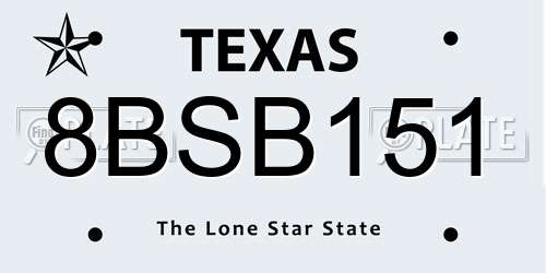 8BSB151 Texas License Plate