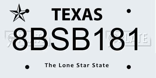 8BSB181 Texas License Plate
