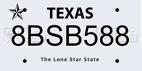 8BSB588 Texas License Plate