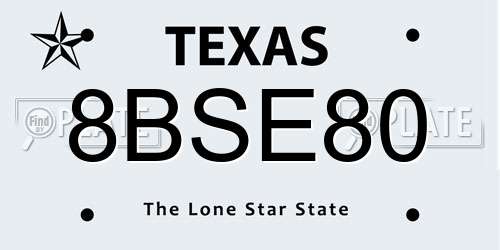 8BSE80 Texas License Plate