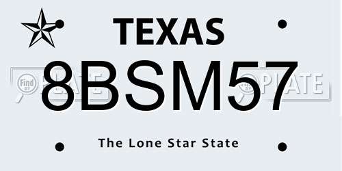 8BSM57 Texas License Plate