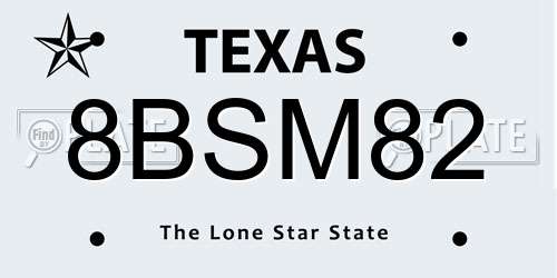 8BSM82 Texas License Plate