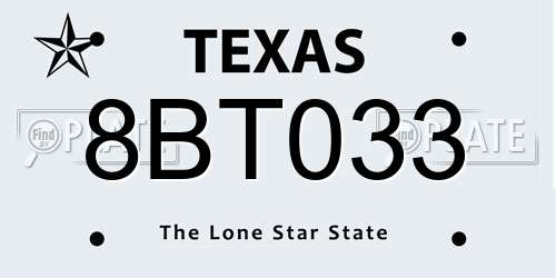 8BT033 Texas License Plate