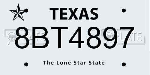 8BT4897 Texas License Plate