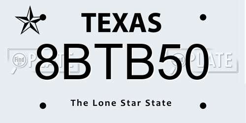 8BTB50 Texas License Plate