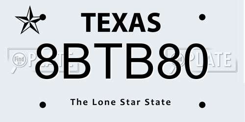 8BTB80 Texas License Plate