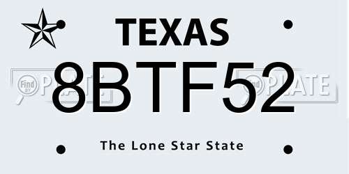 8BTF52 Texas License Plate