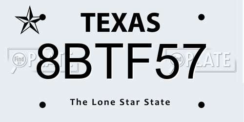 8BTF57 Texas License Plate
