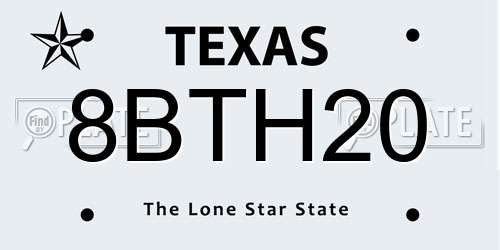 8BTH20 Texas License Plate