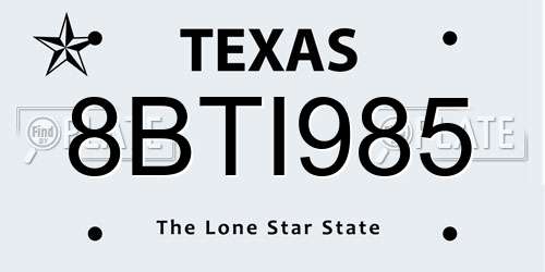 8BTI985 Texas License Plate