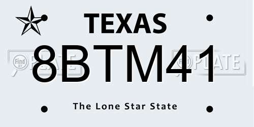 8BTM41 Texas License Plate