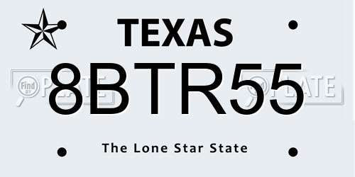 8BTR55 Texas License Plate