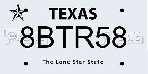 8BTR58 Texas License Plate
