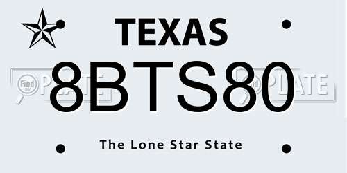 8BTS80 Texas License Plate