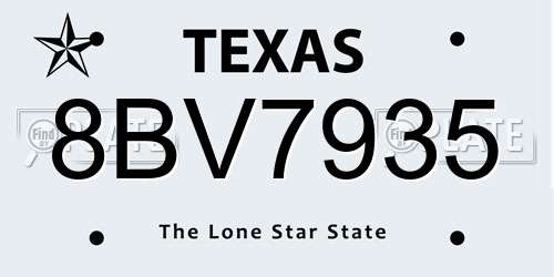 8BV7935 Texas License Plate